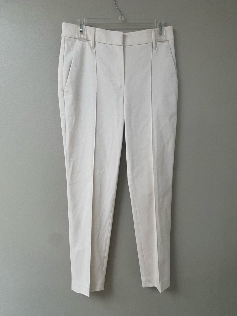 Brunello Cucinelli Tailored Cream Cotton Twill Pintuck Dress Pants size 6